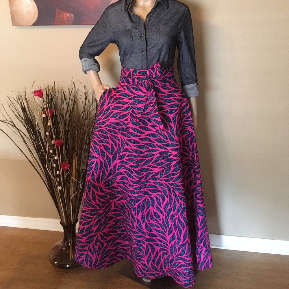 Elegant 100% African  Kitenge Maxi Skirt